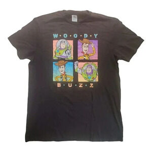 Delta Soft Mens Large Woody Buzz Friends Graphic T Shirt Black 100 Cotton